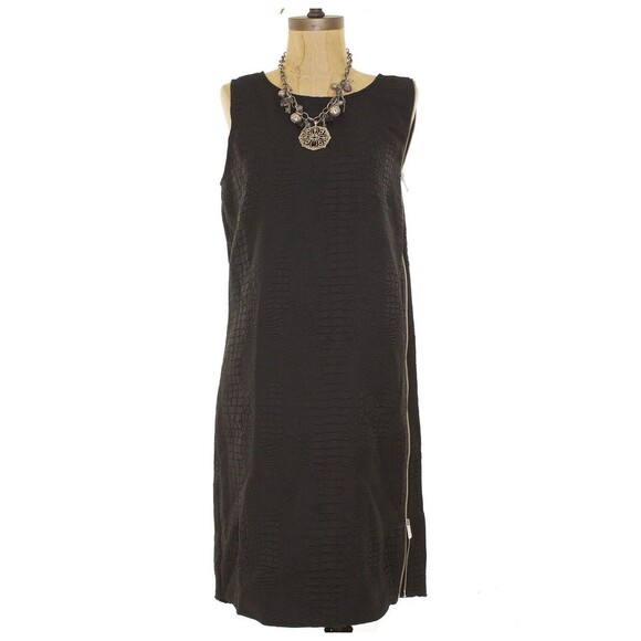 Trouve Dresses & Skirts - Trouve Nordstrom Midi Sheath Dress M Sleeveless Zip Back Textured Black NEW B58
